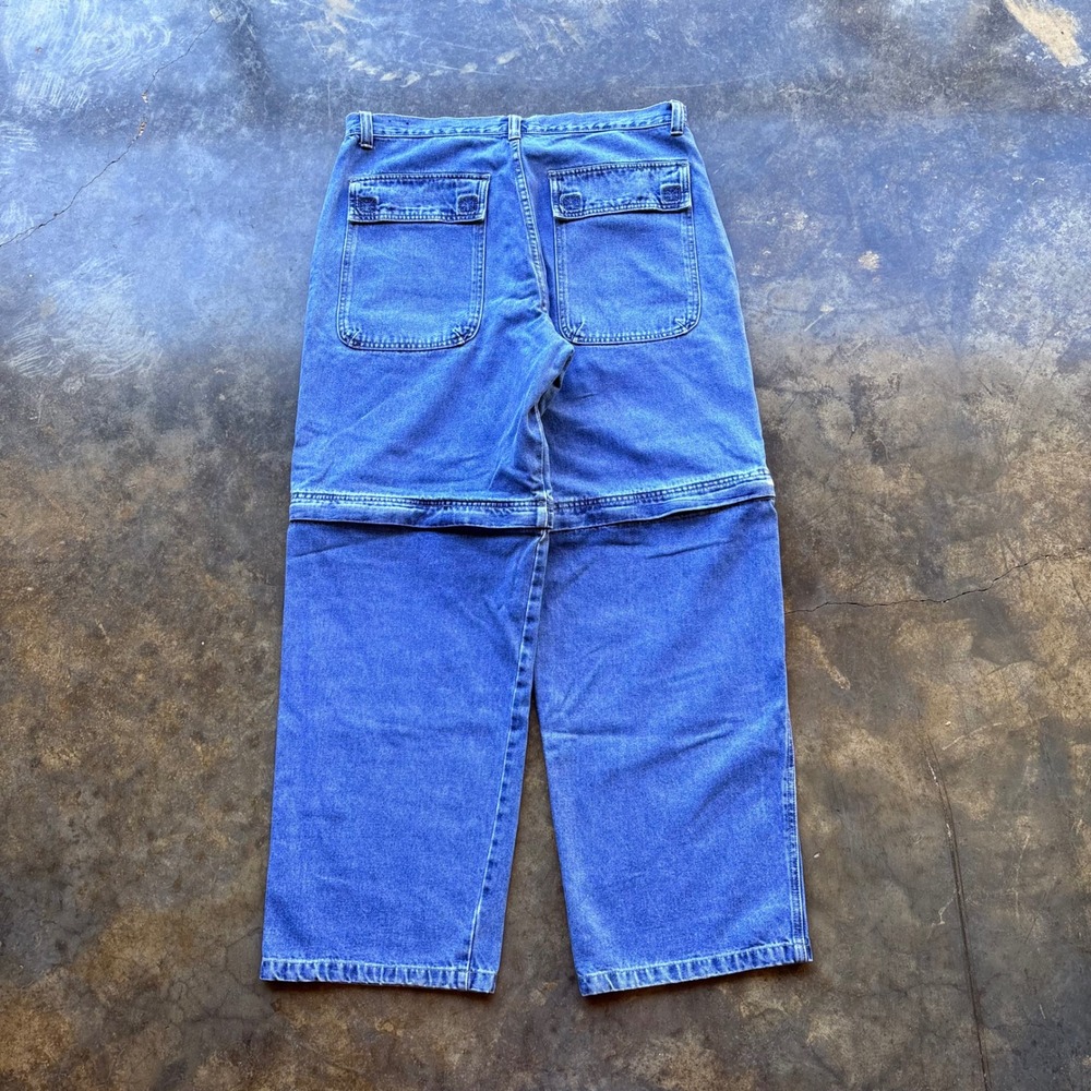 Vintage Cool Stuff Convertible Cargo Jeans Mens 36 Blue Baggy Zip Off Wide Leg